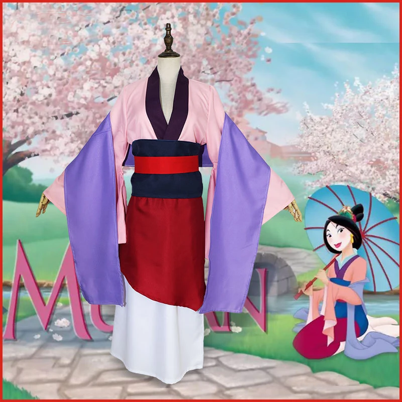 

Cartoon Movie Hua Mulan Cosplay Costume Women Fancy Party Dress Princess Kimono Dress for Halloween