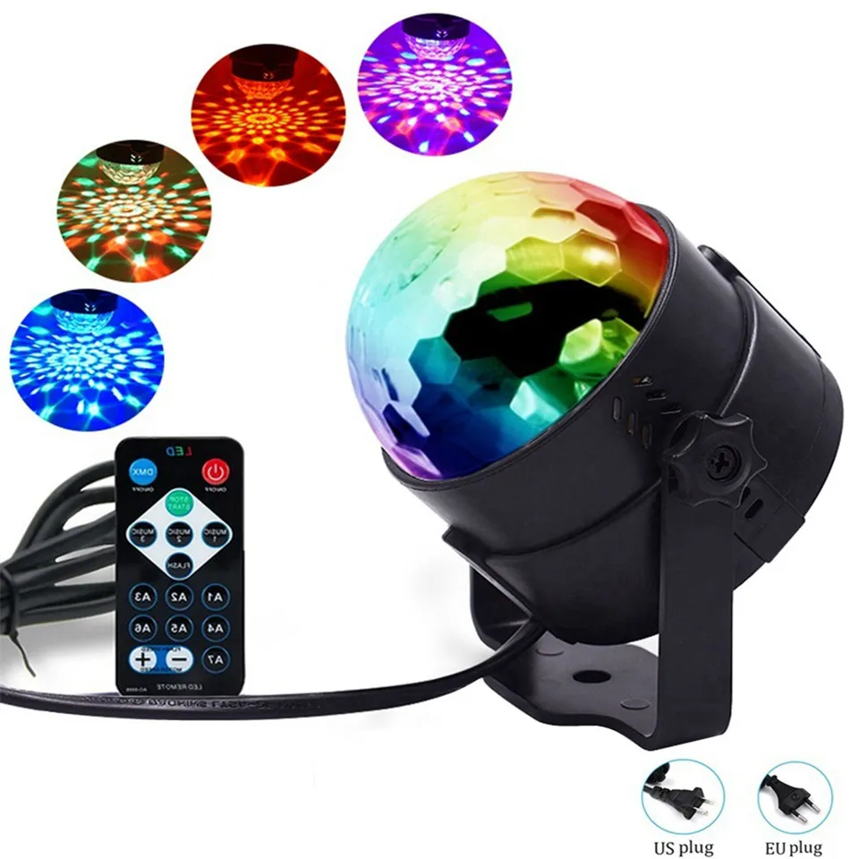 Светодиодный Вечерние огни стробоскоп хрустальный шар 3 Вт RGB звуковая активация