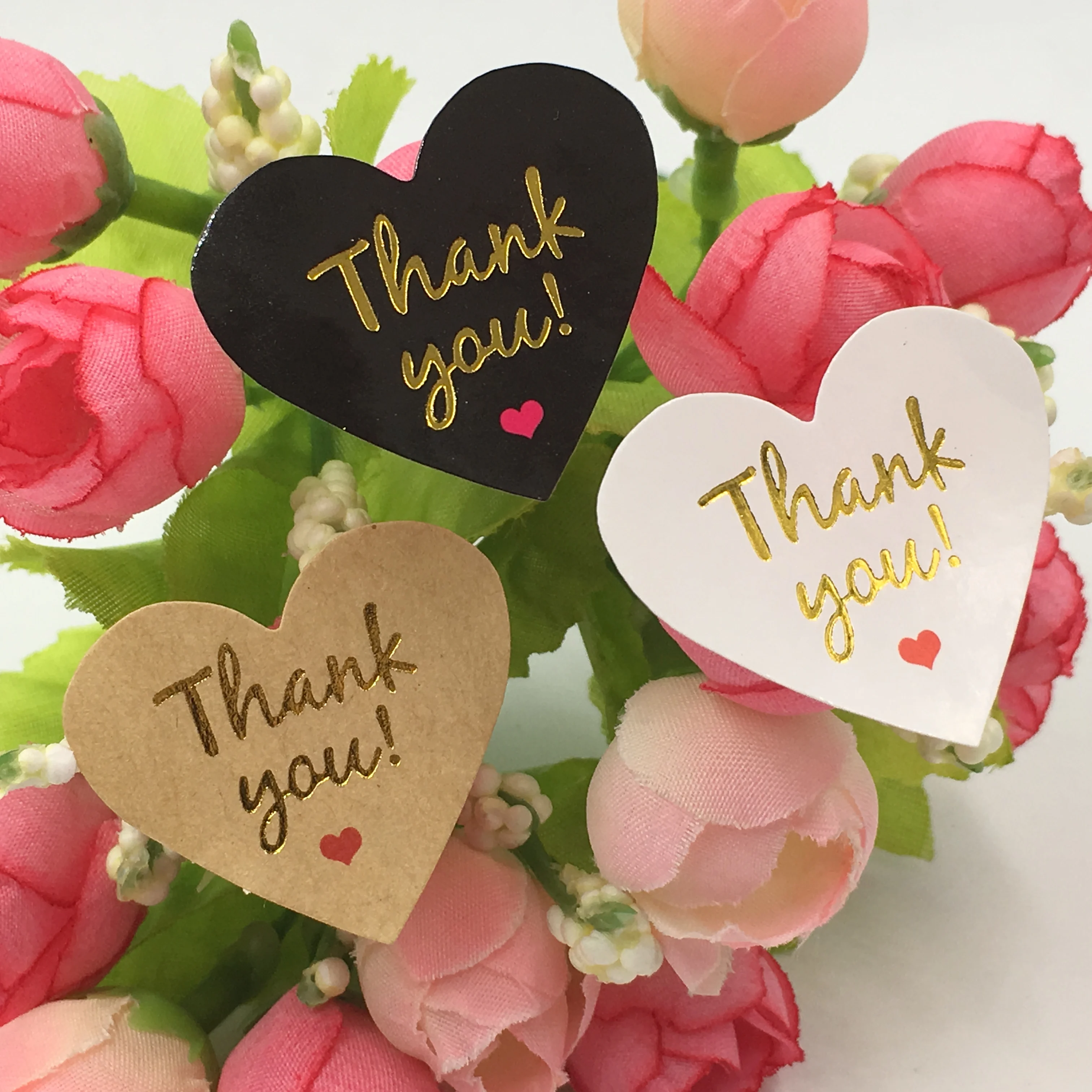 

100Pcs Love Heart Shape Paper Seal Sticker Labels Gold Handmade Gift Jewelry Boxes Decoration Boxes Self-adhesive Stickers