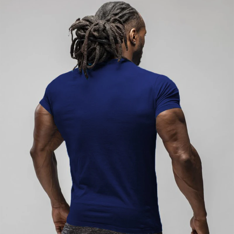 2019 Летняя мужская футболка Muscleguys для бодибилдинга дышащие эластичные Майки