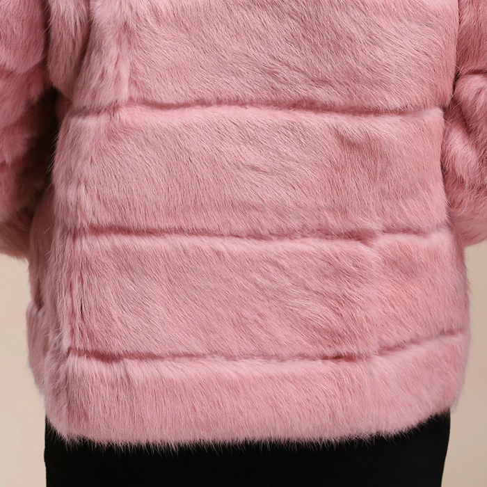 Женское пальто из кроличьего меха с длинным рукавом верхняя одежда воротником