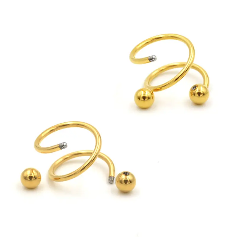 1 пара панк синяя нержавеющая сталь спиральная Спираль уха шпилька губы нос