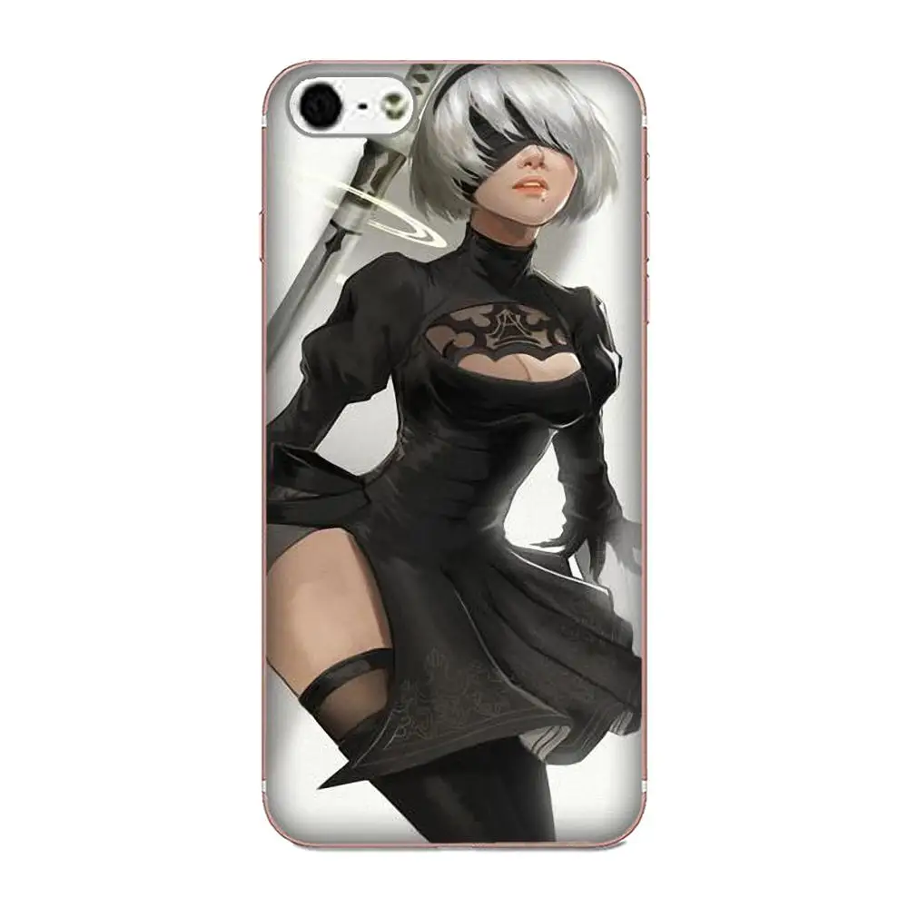Мягкий ТПУ узор для Apple iPhone 4 4S 5 5C 5S SE 6 6S 7 8 Plus X XS Max XR Yorha NO.2 тип B 2b Nier