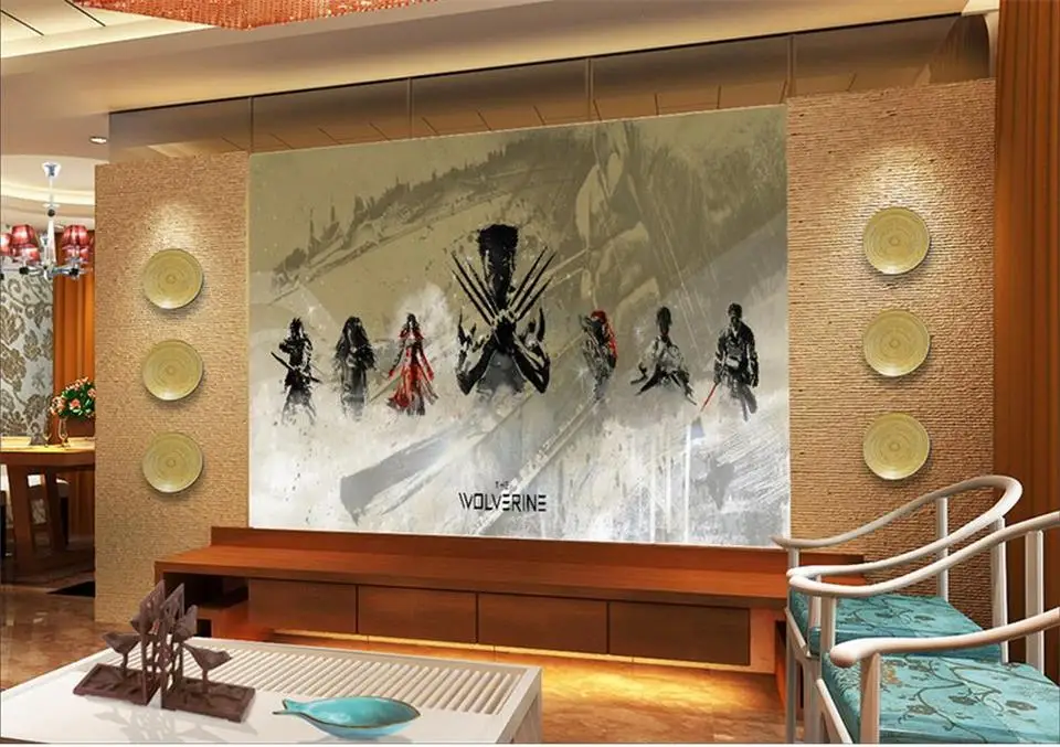 Пользовательские 3D фото обои комната Фреска Чернила Китай Ветер король конг волк