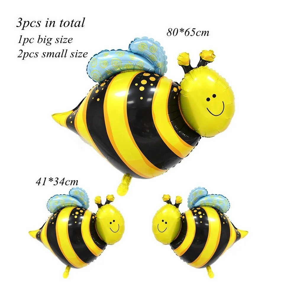 3pcs Bee balloon 1 компл. Прекрасный пчела серии торт Топпер детский душ мама к пчеле бумажный баннер воздушные шары в виде пчелы детский подарок День рождения украшение - Цвет: 3pcs Bee balloon