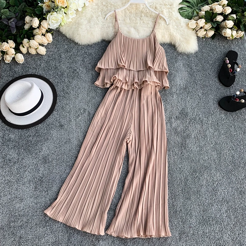 Женский Повседневный комплект ALPHALMODA плиссированный топ на бретельках с оборками