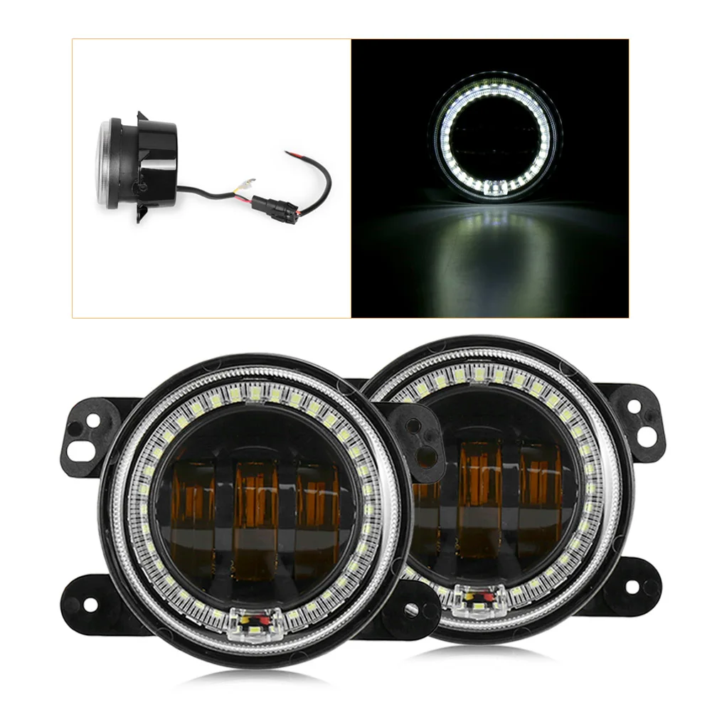Светодиодный проектор противотуманные фары дальнего света + Белый DRL для Jeep Wrangler