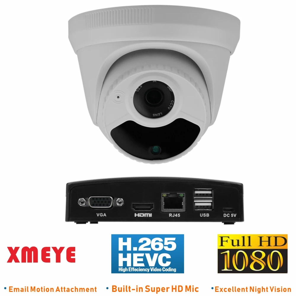 ENSTER H.265 супер мини NVR N9000-8EX и 1 шт Full HD1080P Улучшенная аудио ip-камера с ночным видением и детектором движения