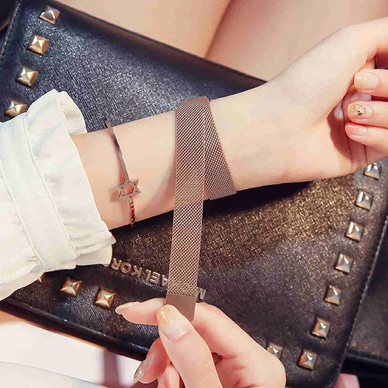 Женские наручные часы с магнитом и звездным небом роскошные из розового золота