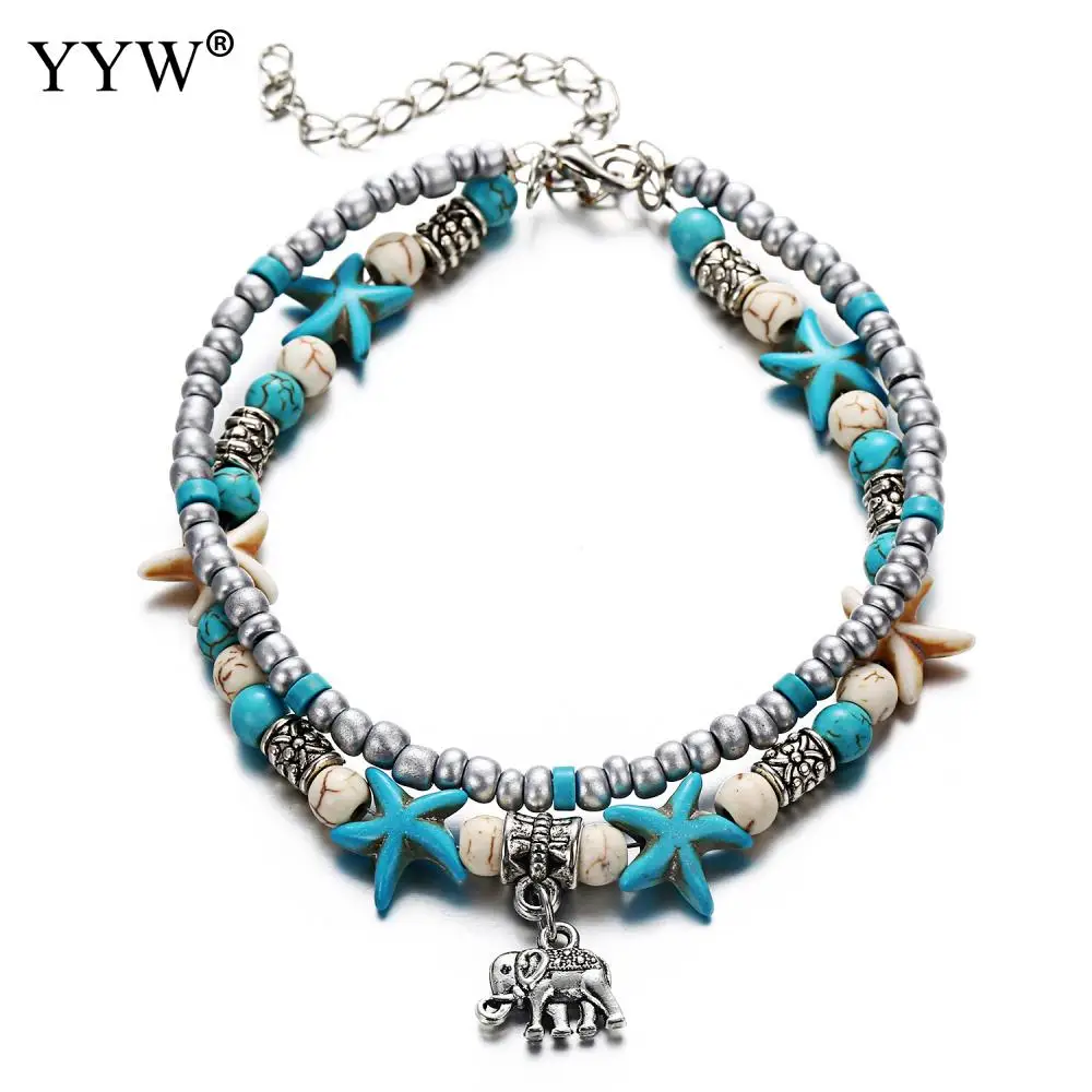 Vintage Shell Beads Starfish Elephant Anklets For Women New Multi Layer Anklet Leg Bracelet Handmade Bohemian Jewelry Cavigliera | Украшения