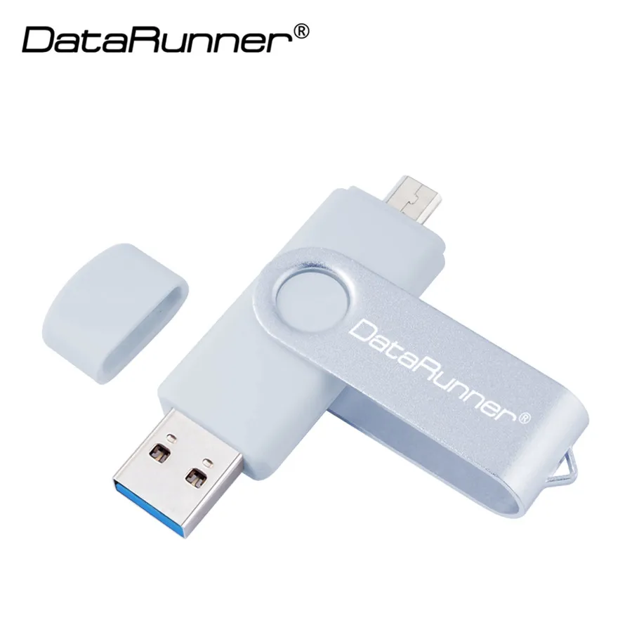 Белый DataRunner высокоскоростной портативный флэш-накопитель 128 ГБ USB флэш-накопитель 16 ГБ 32 ГБ 64 ГБ 256 ГБ Micro Usb флешка 3,0 внешний накопитель - Цвет: Белый