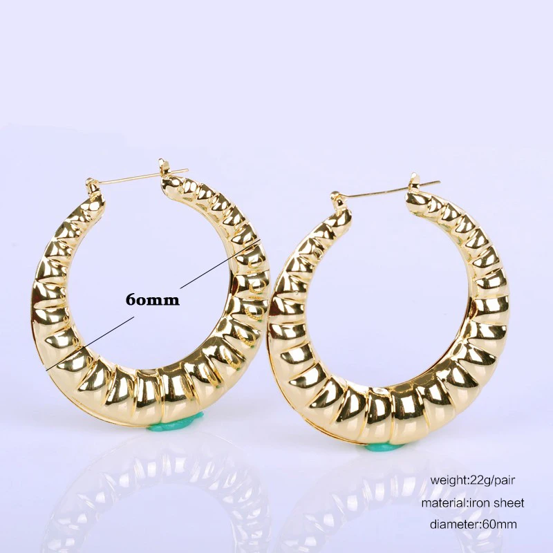 Hot Sale Large Basketball Wives Hoop Earrings Gold Bamboo Big Earring for Fashion Women Jewelry New Arrival Accessories | Украшения и