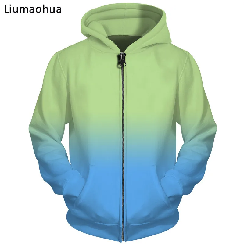 Liumaohua бренд 3d толстовки градиент одноцветные кофты с капюшоном толстовк на