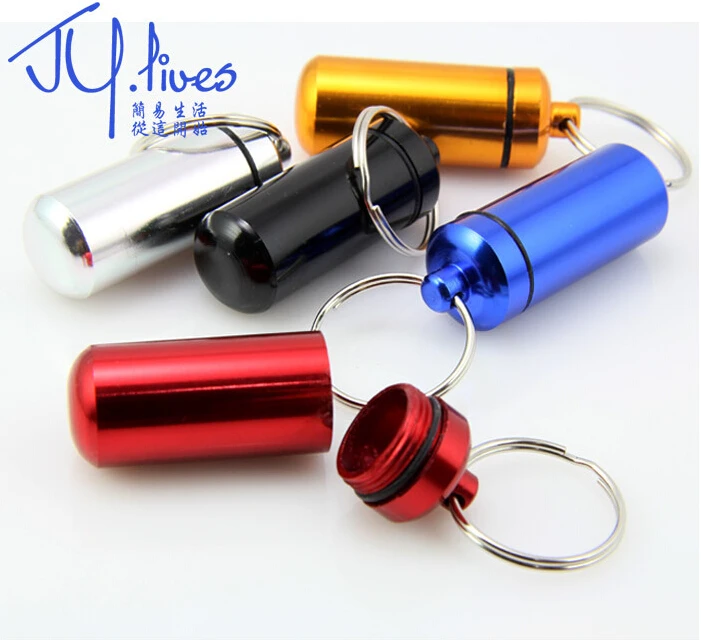 

Free shipping Multicolor Aluminum Alloy Outdoor First Aid Small Gallipot Cartridge Keychain #240 B1