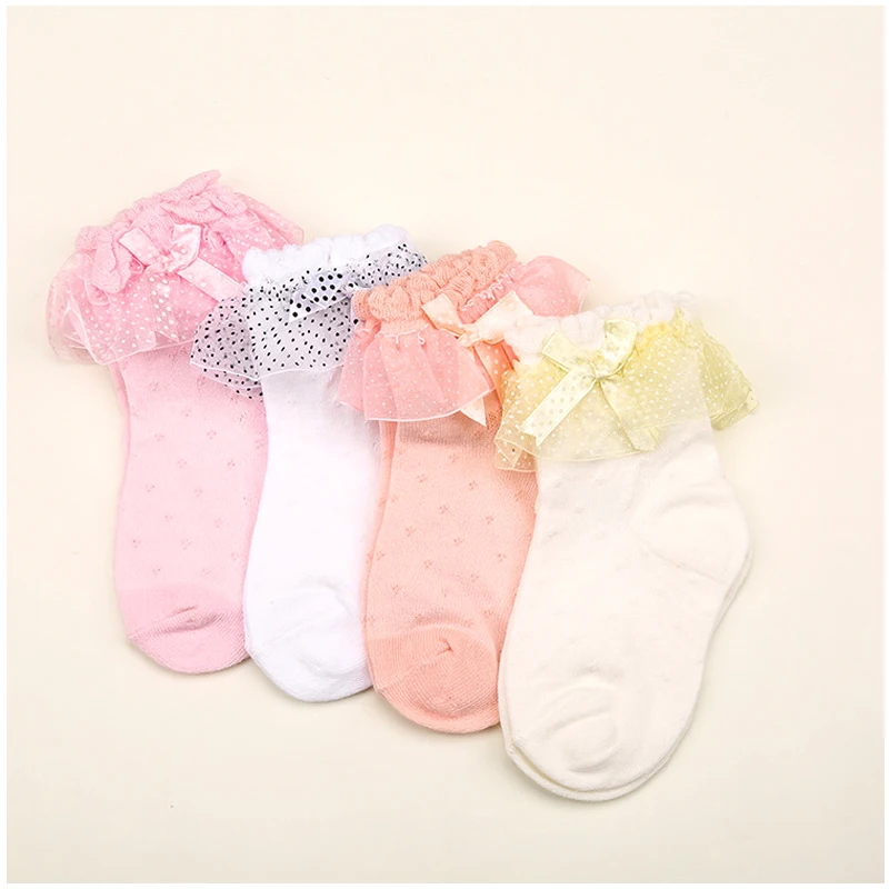 

1-3Y Baby princess socks summer paragraph thin cotton socks mesh socks lace socks children's bow-knot socks w057