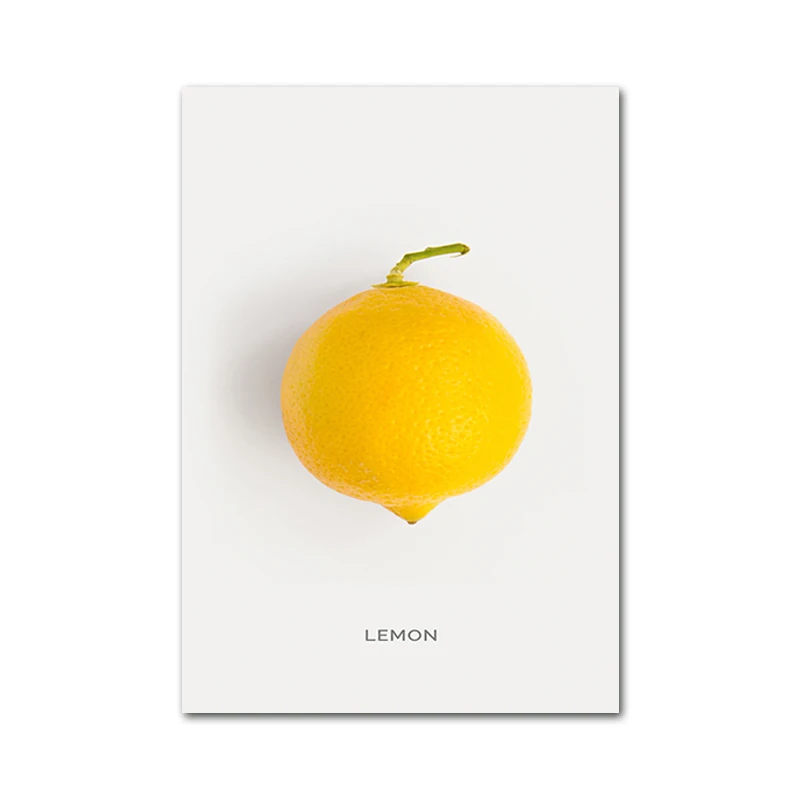 Lemon 3 16 картины фруктов авокадо ананас Клубника киви плакаты детская столовая гостиная принты Скандинавская Живопись Искусство домашний декор - Цвет: Lemon 3