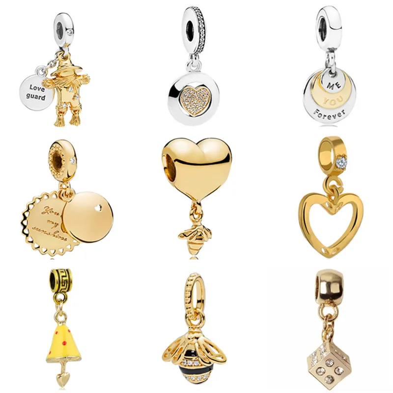 Long Statement Love Heart Bee Bear Crown Scarecrow Charm Beads Fit Pandora Bracelets Necklaces for Women Making Jewelry Berloque | Украшения