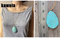 big teardrop pendant natural stone necklace long simple punk styles jewelry for women