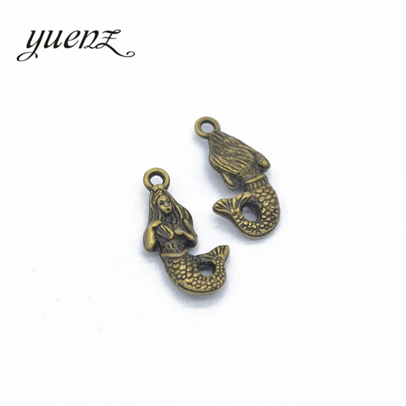 YuenZ 10 шт. 3 цвета античное серебряное животное амулет Русалка подходит для