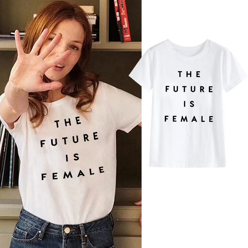 LUS LOS The future Is Female T-Shirt White Feminist Slogan Women Unisex Stylish Fashion Letter Printing | Женская одежда
