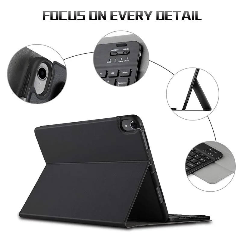 Тонкий чехол-подставка с магнитной съемной беспроводной bluetooth-клавиатурой для iPad
