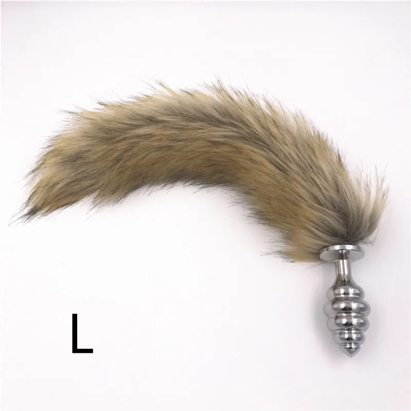 Анальная пробка из нержавеющей стали имитация лисьего хвоста спиральная фетиш