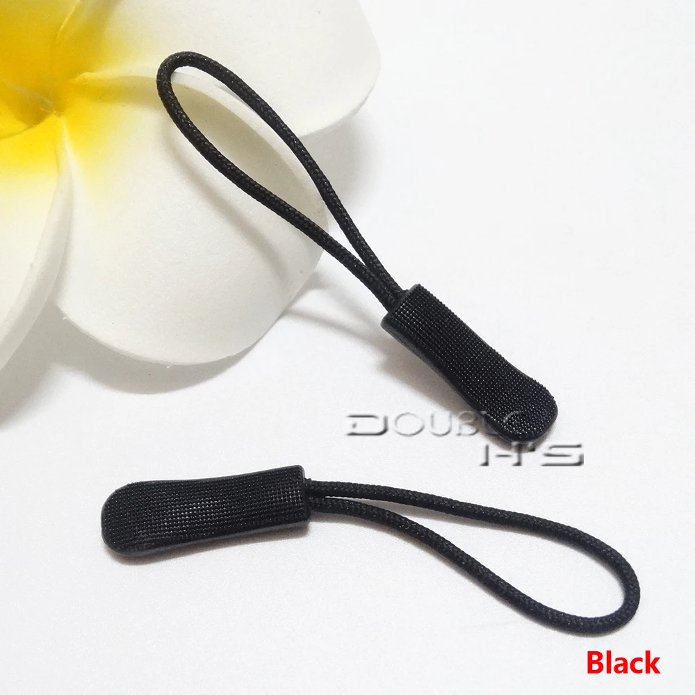 100 шт./лот застежка молния шнур веревочные концы замок черный для рюкзака/одежды