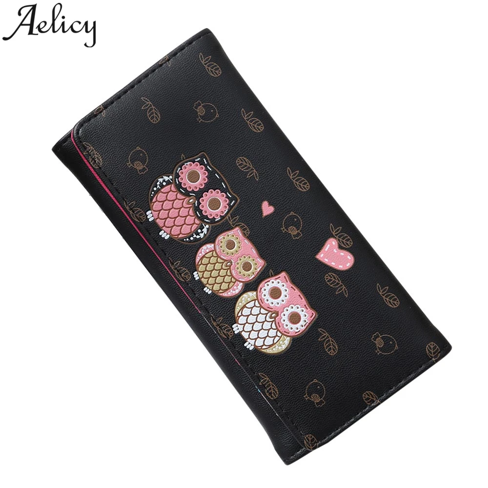 Aelicy 2019 Women's Long Owl Clutch Bag Fashion PU Leather Coin Small Purse Clasp | Багаж и сумки