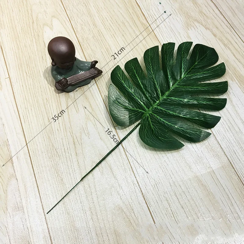 dark green 21cm 1 шт. искусственные листья тропические Пальмовые Листья Имитация листьев для свадьбы Гавайские Луау тематические вечерние украшения для дома и сада - Цвет: dark green 21cm