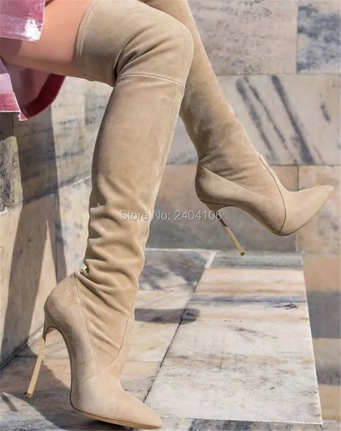 Botas Mujer; коллекция года; сезон осень; модные длинные растягивающиеся сапоги; Сапоги выше колена на шпильке; высокие женские сапоги до бедра на высоком каблуке