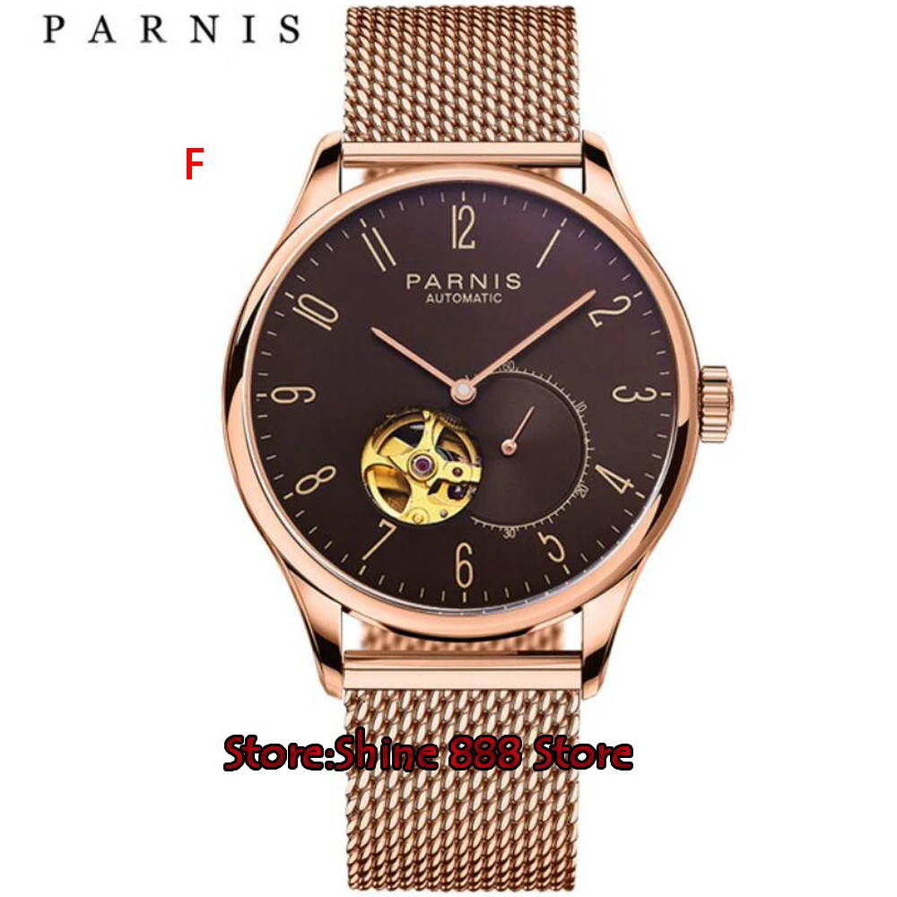 

Parnis watch 42mm men's watch sapphire glass black dial 5ATM Golden MIYOTA Automatic movement wrist watch men