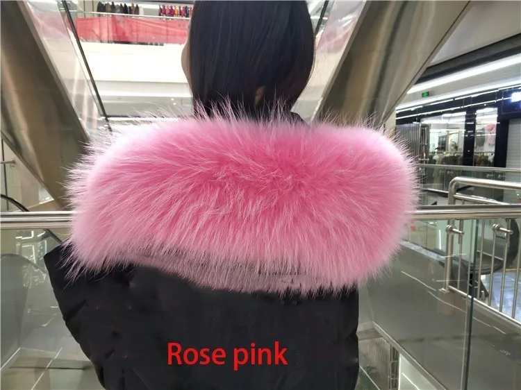 Rose pink Женская куртка с воротником из натурального меха енота; сезон осень-зима; Новинка; Модный удобный теплый шарф; куртка; шаль большого размера; воротник; Лидер продаж - Цвет: Rose pink