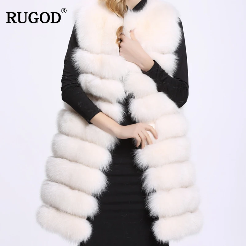 RUGOD 2018 зимнее женское плотное теплое меховое пальто без рукавов длинный