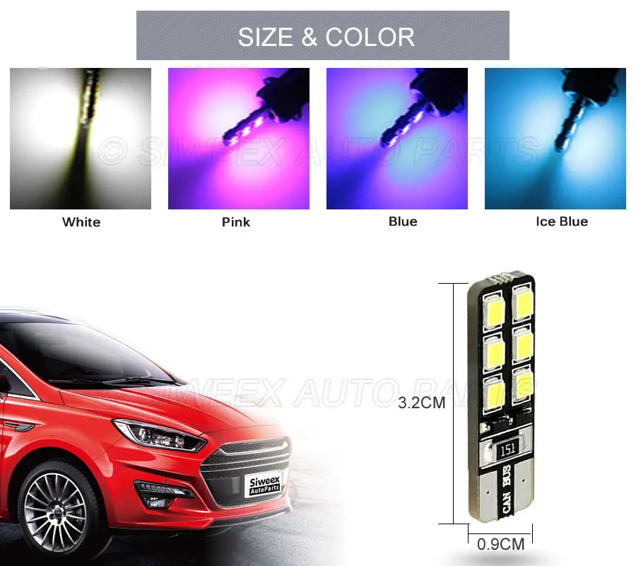 10 шт./лот T10 W5W 12 2835/3528 SMD СВЕТОДИОДНЫЙ CANBUS OBC бесперебойный постоянный ток В