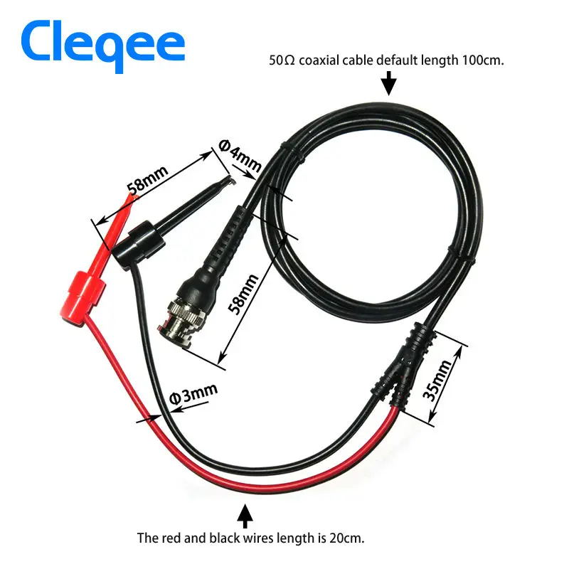 Cleqee P1007 BNC штепсельная вилка Q9 к двойному зажиму на крючке тестовый зонд кабель