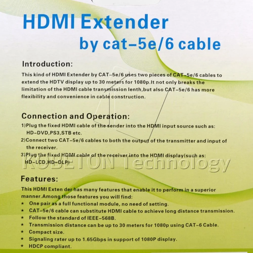 HDMI-совместимый Сетевой удлинитель RJ45 с двумя портами от Cat 5e / 6 кабель до 30 метров