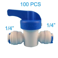 100 pcs water connect 14 inch ball valve shut off quick connect for water reverse osmosis system aquarium osmosis