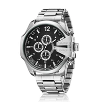 watch for men luxury casual silver stainless steel mens wrist quartz watches top brand cagarny waterproof military reloj hombre