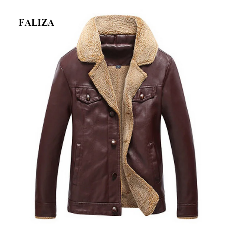 FALIZA/зимняя куртка из искусственной кожи для мужчин пилота ВВС Толстая Теплая