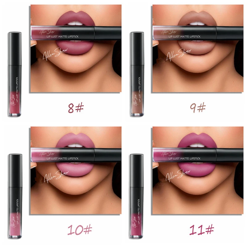 Макияж для губ, губная помада, Матовая жидкая длительный Make Up сексуальный отделкой в виде красных губ матовый Водонепроницаемый, Длительное Действие, Коврики 12-Цвет женские Помады для губ