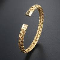 high quality adjustable stainless steel bracelets bangles gold color cable wire bangle for women men couples jewelry gift