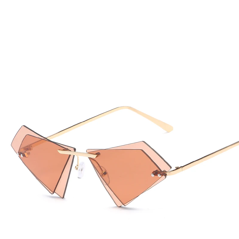мода Летняя очки солнечные 2018 Треугольники двойной Слои ссолнцезащитные для