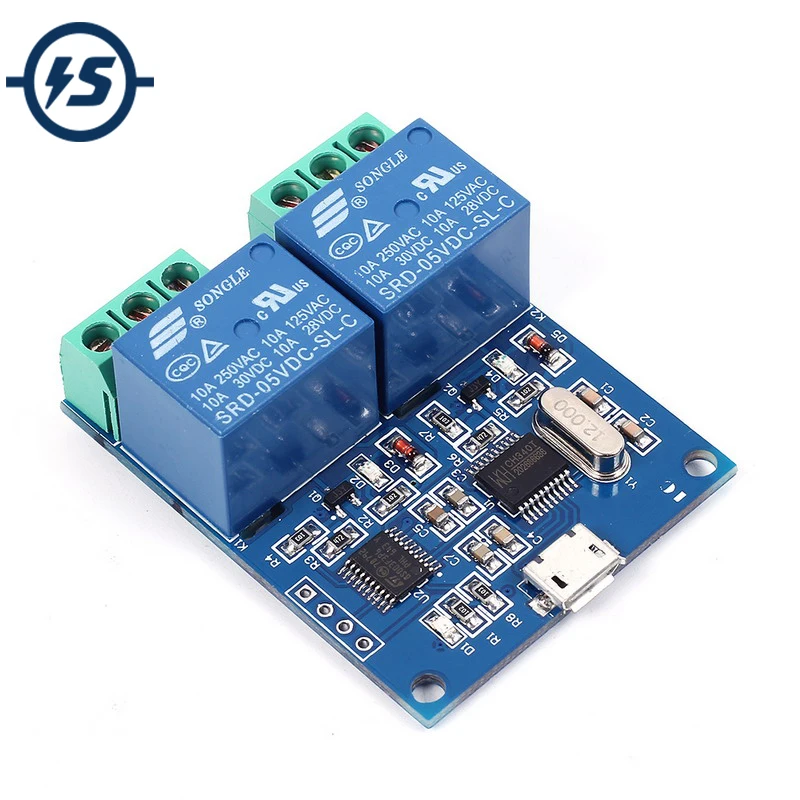 USB Relay Module CH340 USB Intelligent Control Switch 10A 250VAC 30VDC Over-Currentelay /Diode Freewheelin Protection LCUS-2 5V