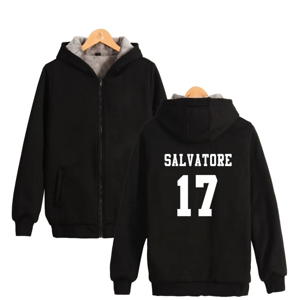 Salvatore 17 Vampire Diaries Mystic Falls Timberwolves hoodie thicken NEW ARRIVAL Winter Warn Hoodie Print | Мужская одежда