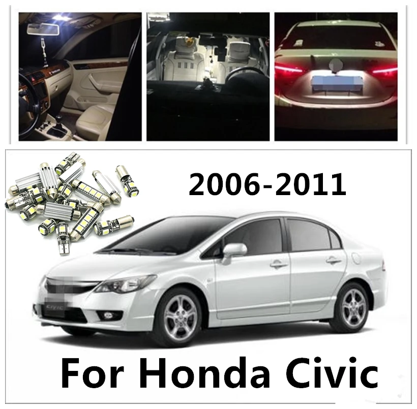 Светодиодный купольный светильник LOAUT 6 шт. с белой картой лампы для Honda Civic 2006 2011