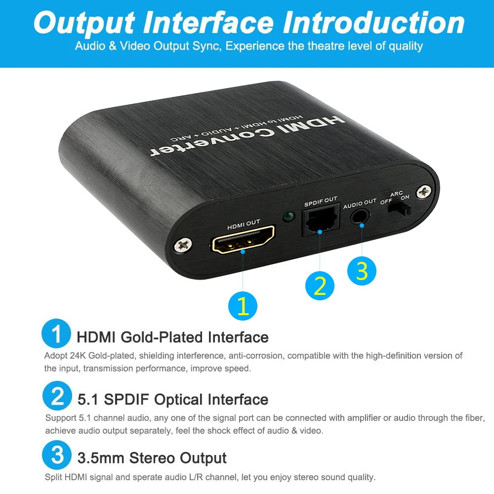 4K HDMI к экстрактор 5 1 ARC аудио разветвитель адаптер Соединительный SPDIF + 3 мм