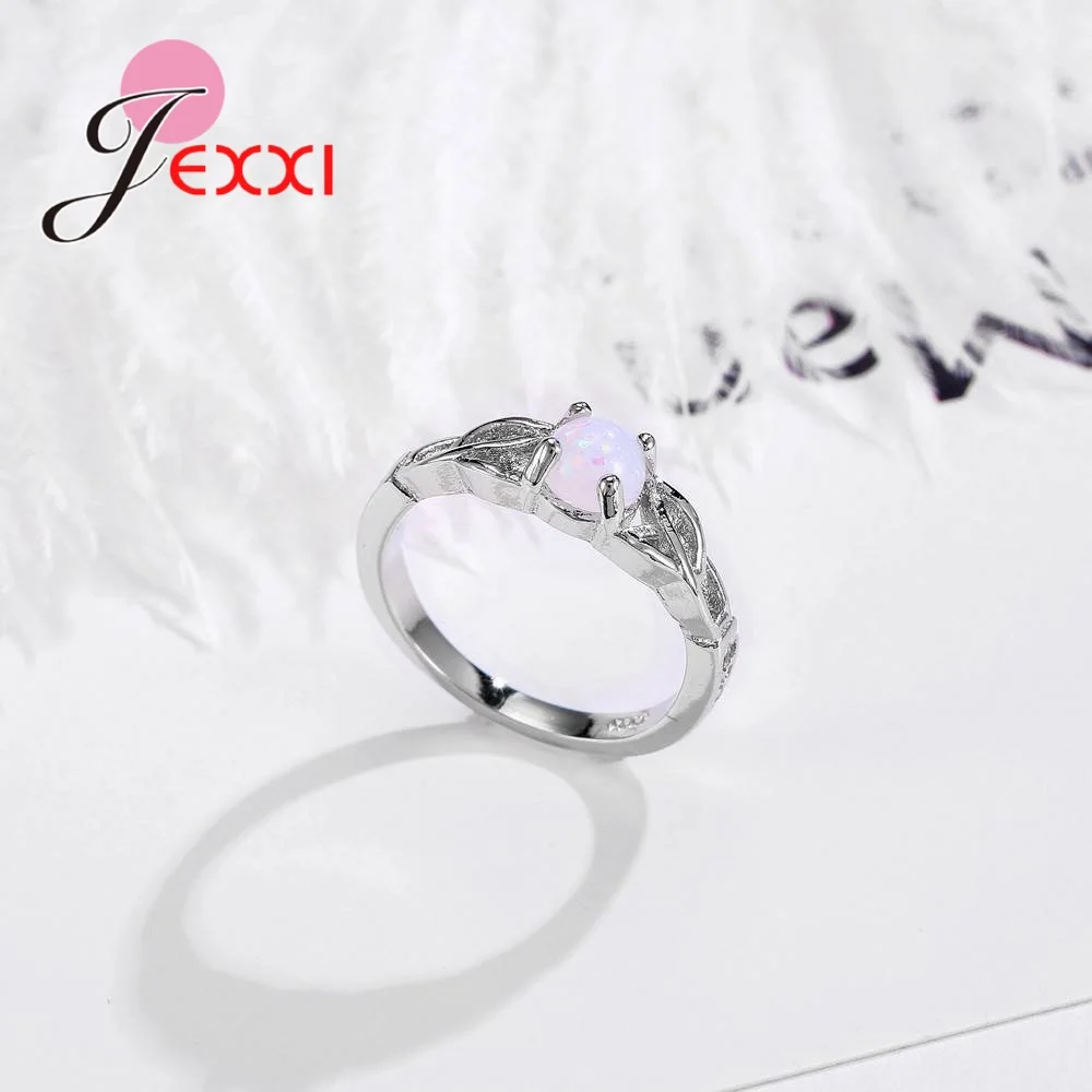 Geometry Round Cut Rainbow Opal Pure 925 Sterling Silver Women Band Rings Vintage Wedding Jewelry Accessories Wholesale | Украшения и