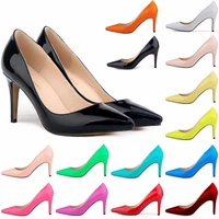 women pumps pu high heels wedding shoes pointed toe platform shoes patent leather thin heels designer shoes women luxury design