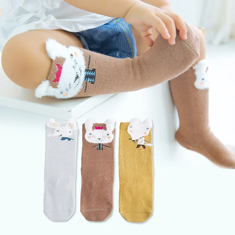 Детские гольфы хлопковые носки 3 пары/компл. Мультяшные длинные гетры милые для