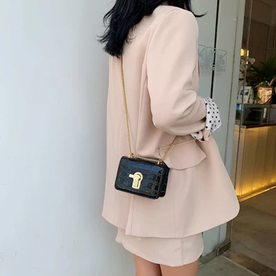 black small Женские модные сумки с каменным узором из искусственной кожи, сумка через плечо, Женская мини-сумка через плечо, женские вечерние сумки с цепочкой - Цвет: black small